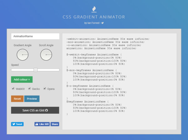 CSS Gradient Animatorベンダープレフィックス